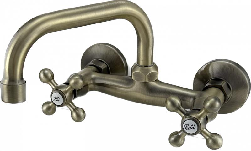 AquaTrimo Vivaldi torneira de cozinha de parede em bronze clássico com bica superior 21VV7066BN.