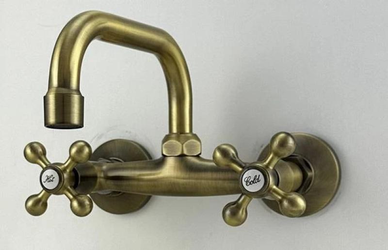 AquaTrimo Vivaldi torneira de cozinha de parede em bronze clássico com bica superior 21VV7066BN.