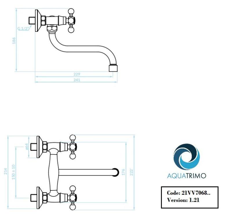 AquaTrimo Vivaldi torneira de parede para cozinha clássica bronze 21VV7068BN