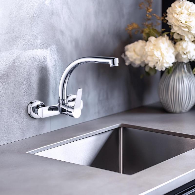 AquaTrimo Chopin torneira de cozinha para parede com bica superior cromada 21CP7073CM