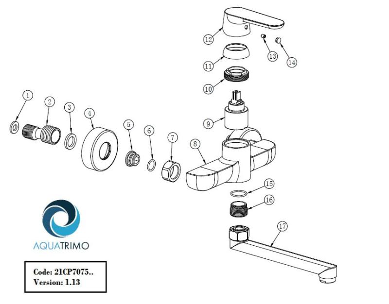 AquaTrimo Chopin torneira de parede preta com bica inferior de 235mm 21CP7075SW