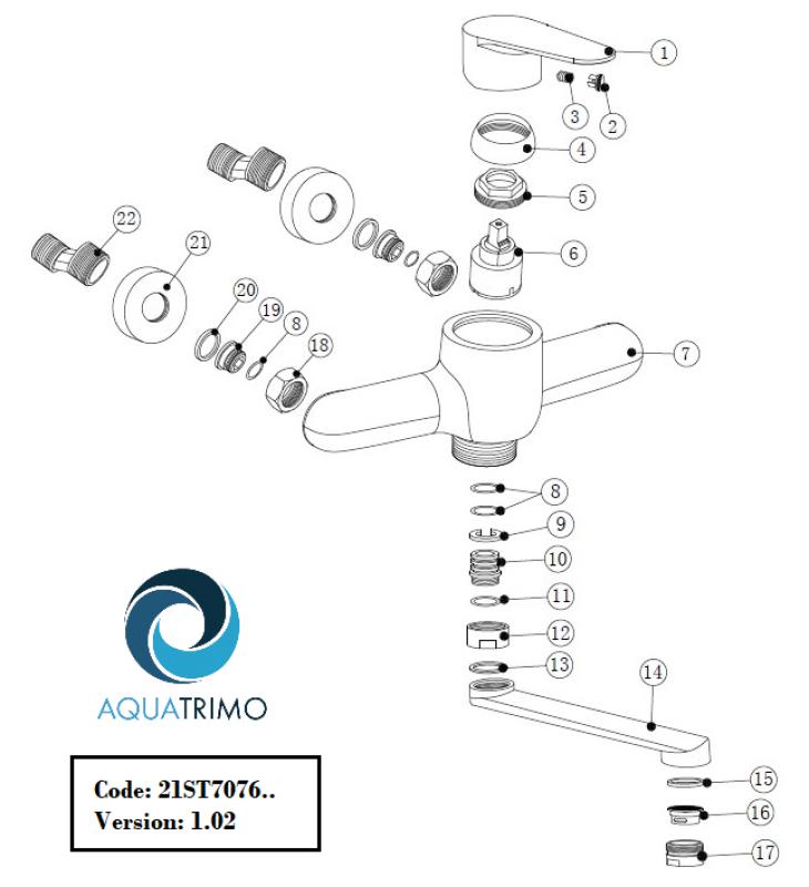 AquaTrimo Schubert torneira de parede para cozinha de uma alavanca cromada 21ST7076CM