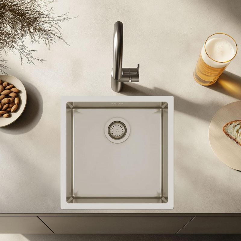 Ausmann Oder pia de aço inoxidável 40x40cm montagem nivelada, embutida e sobreposta, extra profunda 22cm 1208957112