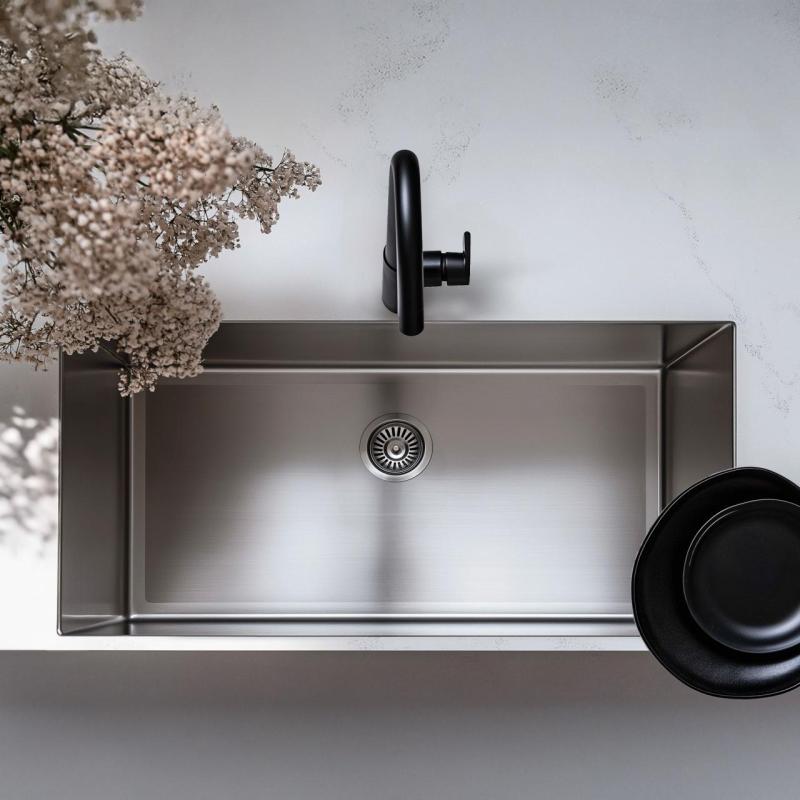 Ausmann Oder grote roestvrijstalen spoelbak 74x40cm vlakbouw, onderbouw en opbouw, extra diep 22cm 1208957114