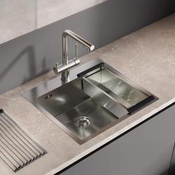 Ausmann Oder Blue pia de aço inoxidável 55x50cm de embutir e sobrepor com bancada para torneira 1208957118