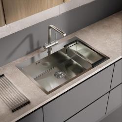Ausmann Oder Blue grande pia de aço inoxidável 79x50cm para instalação embutida e sobreposta com área para torneira 1208957119