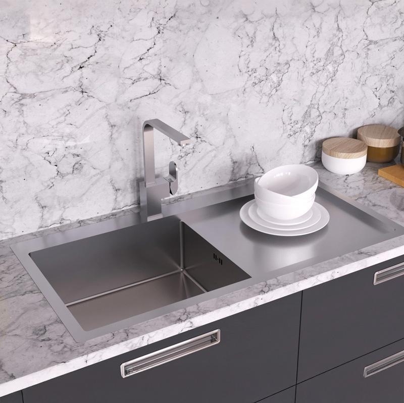 Ausmann Oder Blue grande pia de aço inoxidável 100x51cm montagem nivelada e de superfície com escorredor 1208957124