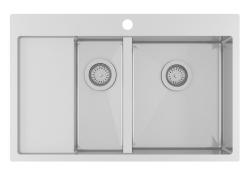 Ausmann Oder Blue 1,5 pia de aço inoxidável 78x50cm com montagem nivelada e montagem superior com escorredor 1208957125