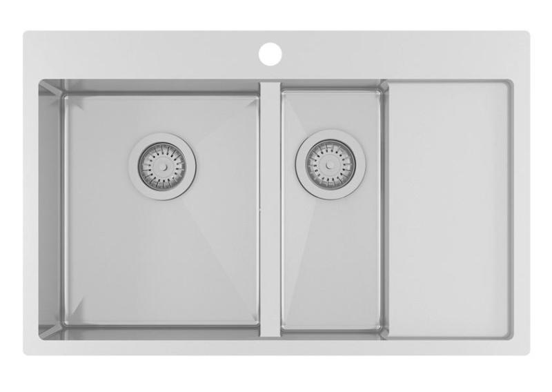 Ausmann Oder Blue 1,5 pia de aço inoxidável 78x50cm montagem embutida e sobreposta com escorredor 1208957126