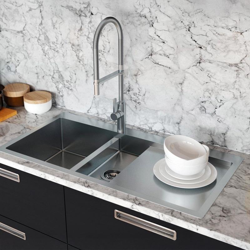 Ausmann Oder Blue 1,5 pia de aço inoxidável 78x50cm montagem embutida e sobreposta com escorredor 1208957126