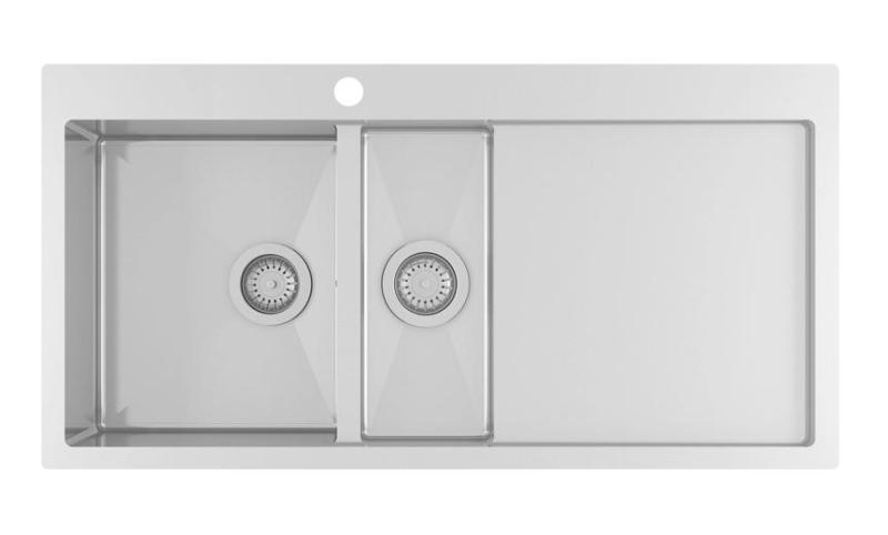 Ausmann Oder Blue 1,5 pia de aço inoxidável 100x51cm montagem plana e de sobrepor com escorredor 1208957128