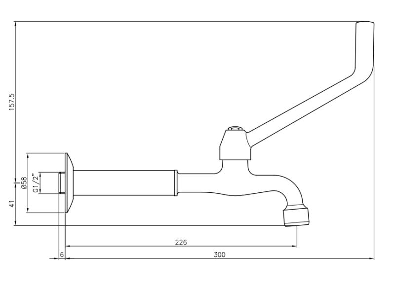 PB Clinic deficientes parede torneira de fonte água fria torneira com alavanca longa cromada modelo longo 1208957199