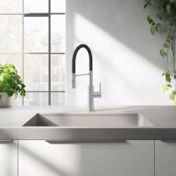 Quadri Chester torneira de cozinha com bica flexível e ducha com 2 tipos de jato em aço inoxidável 1208957226