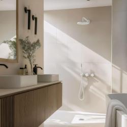 Conjunto de chuveiro embutido Waterevolution Flow branco mate com chuveiro termostático tipo chuva e chuveiro de mão 1208957344