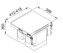 Franke Sorter Garbo 45-2 sistema de resíduos embutido 1 x 12 e 1 x 18 Litros lixeira 1210200692