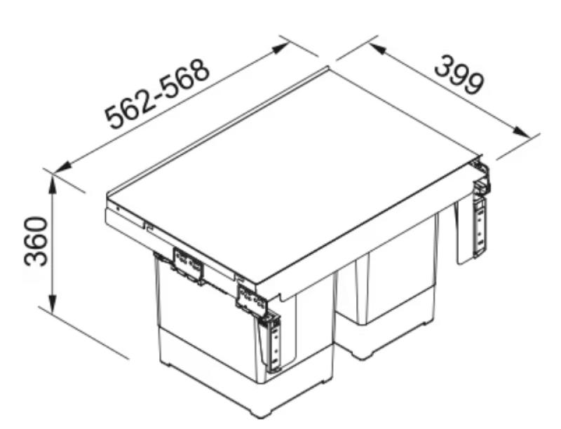 Franke Sorter Garbo 60-2 sistema de lixo embutido 2 x 18 Litros cesto de lixo 1210284027