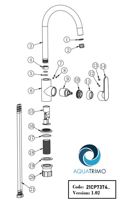 AquaTrimo Chopin misturadora de cozinha monocomando preto fosco 21CP7374SW