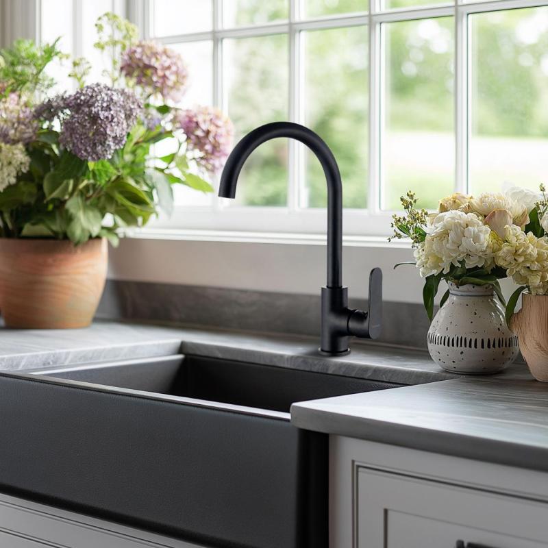 AquaTrimo Chopin misturadora de cozinha monocomando preto fosco 21CP7374SW