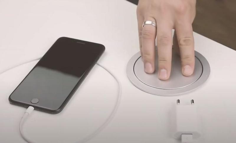 Indux Push tomada de cozinha rebaixável em prata com 4 tomadas 1208957413