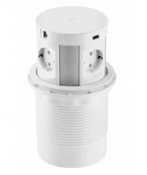 Indux Push embutido com aterramento branco tomada de cozinha na bancada com 4 tomadas, 2 x USB, 2 x RJ45 e carregamento sem fio 1208957419