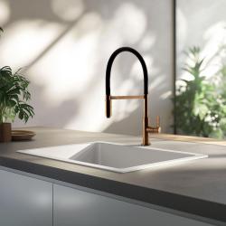 Ausmann Lavea torneira de cozinha de cobre PVD cobre com bica giratória e flexível 1208957435