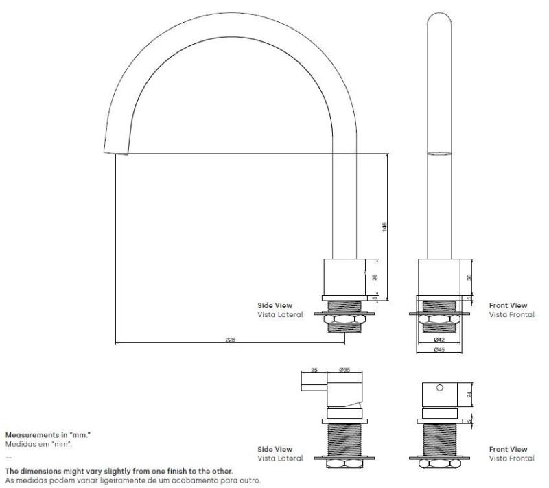 Waterevolution Flow misturador de cozinha de 2 furos em latão T151LE