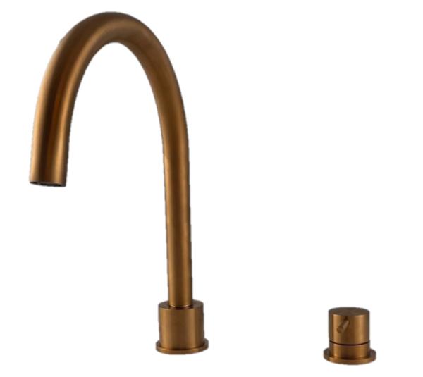 Waterevolution Flow torneira de cozinha de 2 furos em cobre escovado PVD T151CPE