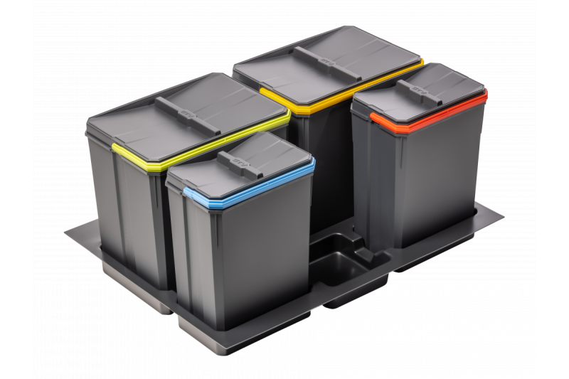 Garbi Basket B-70-4 sistema de separação de resíduos para gaveta de 70 cm, incluindo suporte e 4 lixeiras 1208957476