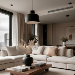 Luminária pendente de metal preto fosco Decor Margus com adição de madeira 2911