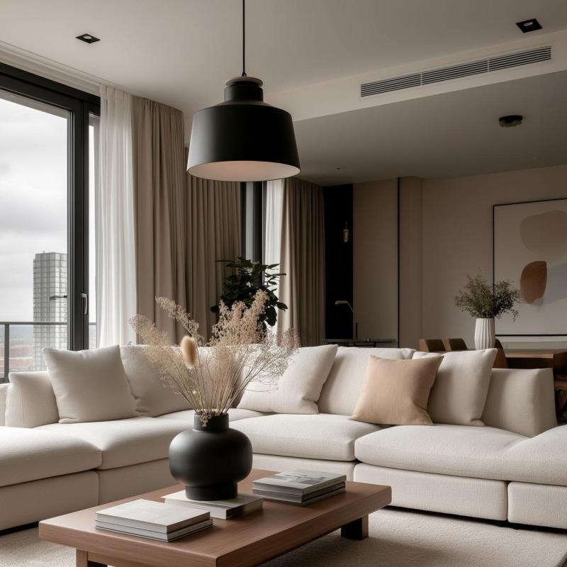 Luminária pendente de metal preto fosco Decor Margus com adição de madeira 2911