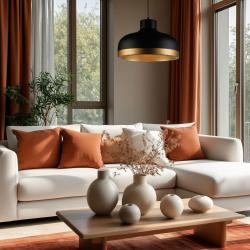 Lâmpada pendente moderna Decor Goldi preto dourado, diâmetro 42 cm 4113