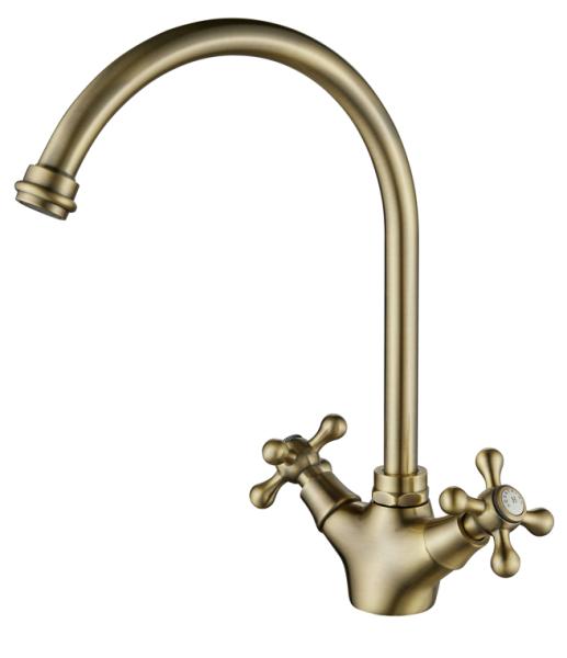 AquaTrimo Windsor torneira de cozinha clássica nostálgica com bica redonda bronze 21WS7652BN