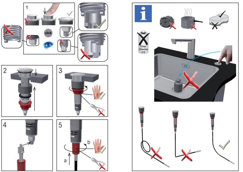 Franke conjunto de drenagem para pias com um escoamento integrado (turbo) com esvaziamento automático e botão de pressão em aço inoxidável 1208957709.