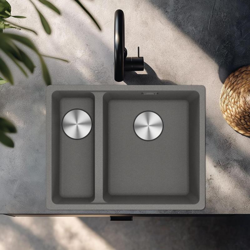 Franke Maris MRG 260-34-15 Fragranite Pedra cinza pia Bacia Direita instalação plana