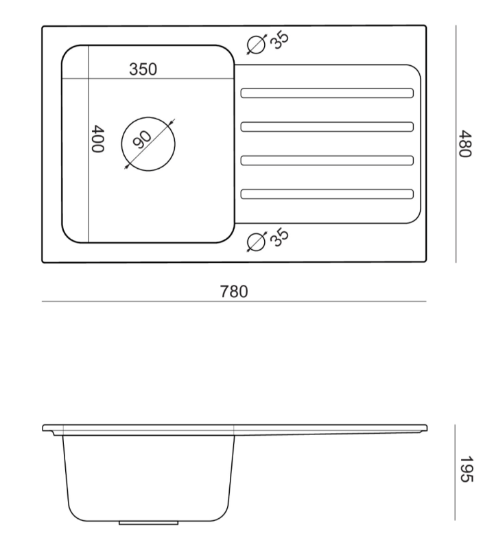 Quadri Fusion pia de aço inoxidável com escorredor de granito preto 78x48 reversível 1208957875