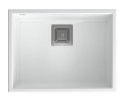 Quadri Quadrangle pia embutida de granito branco 55x42cm com plugue de aço inoxidável 1208957884