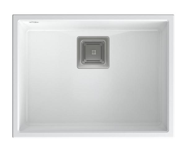 Quadri Quadrangle pia embutida de granito branco 55x42cm com plugue de aço inoxidável 1208957884