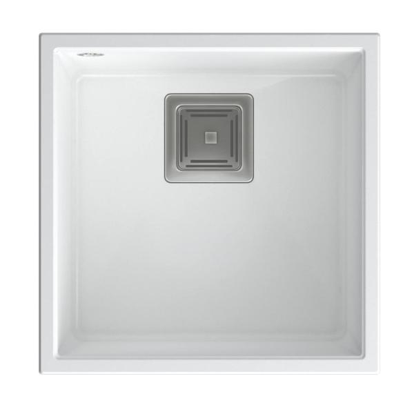 Quadri Quadrangle pia de granito branco embutida 42x42cm com tampa de aço inoxidável 1208957886