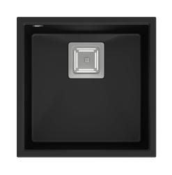 Quadri Quadrangle pia de granito preto com montagem inferior 42x42cm com plugue de aço inoxidável 1208957887