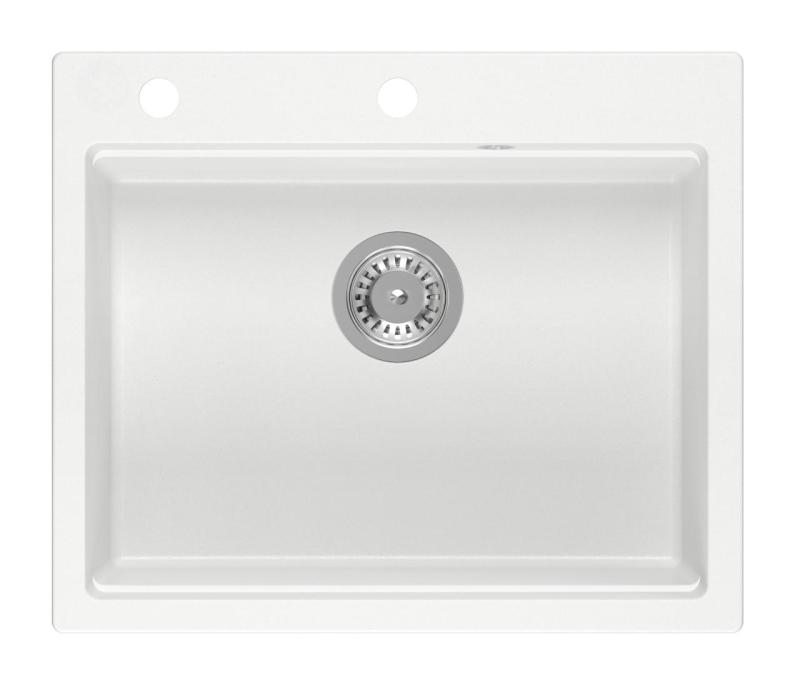 Quadri Durham pia de granito branco 595x500 com dispensador de sabão, tábua de cortar, esteira de rolo, pia auxiliar e esteira de rolo 1208957903