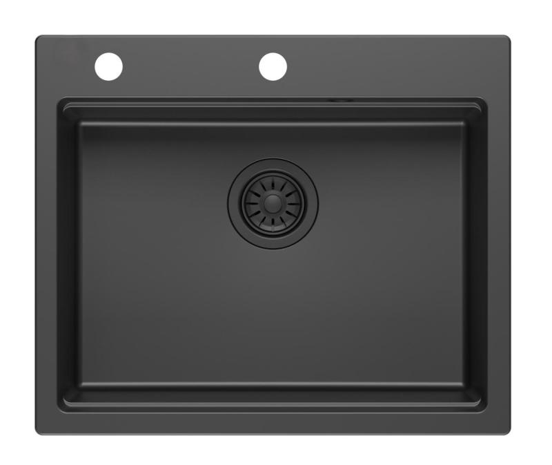 Quadri Durham pia de granito preto embutida 595x500 com dispensador de sabão, tábua de cortar, pia auxiliar e tapete de rolo 1208957904