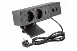 Indux Desk bureau of tafelmat zwart met randaarde stopcontact (2x) met 1xUSB A, 1xUSB C, 1xRJ45 e 1xHDMI 1208957922