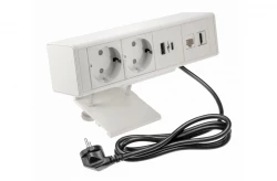 Indux Desk tapete de escritório ou mesa branco com tomada aterrada (2x) com 1xUSB A, 1xUSB C, 1xRJ45 e 1xHDMI 1208957923