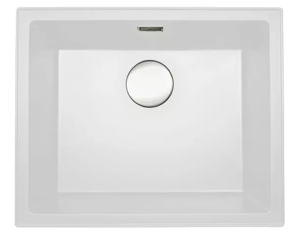 Reginox Paris 50 Pia de cozinha em granito Regi-branco 50x40 cm de montagem superior com tapete de rolo e botão de pressão em aço inoxidável R36723