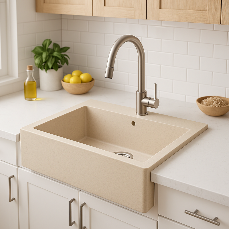 Aquadesign Farmhouse pia de granito sobreposta ou embutida areia bege 58x49cm 1208958164