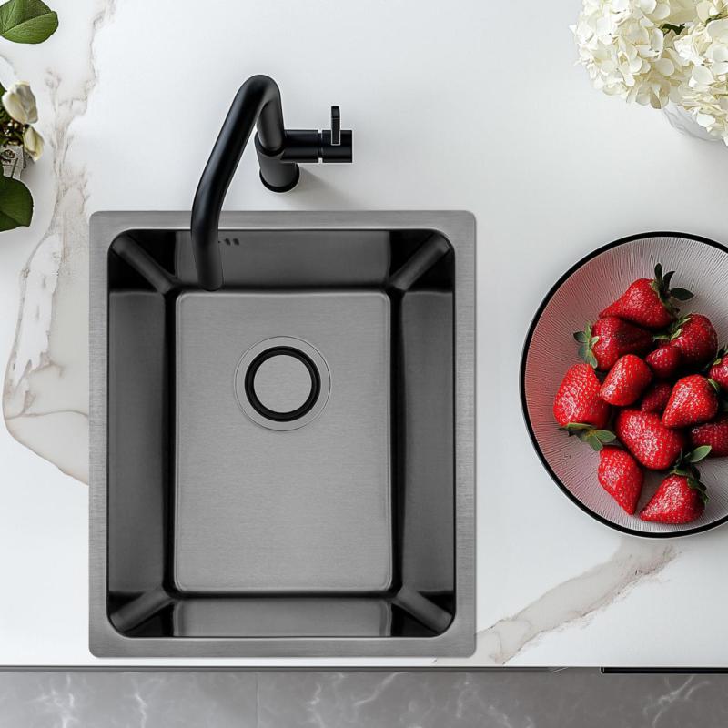 Aquadesign R25 aço embutido, semi-embutido e embutido à flor pia gun metal 34x40cm 1208958205