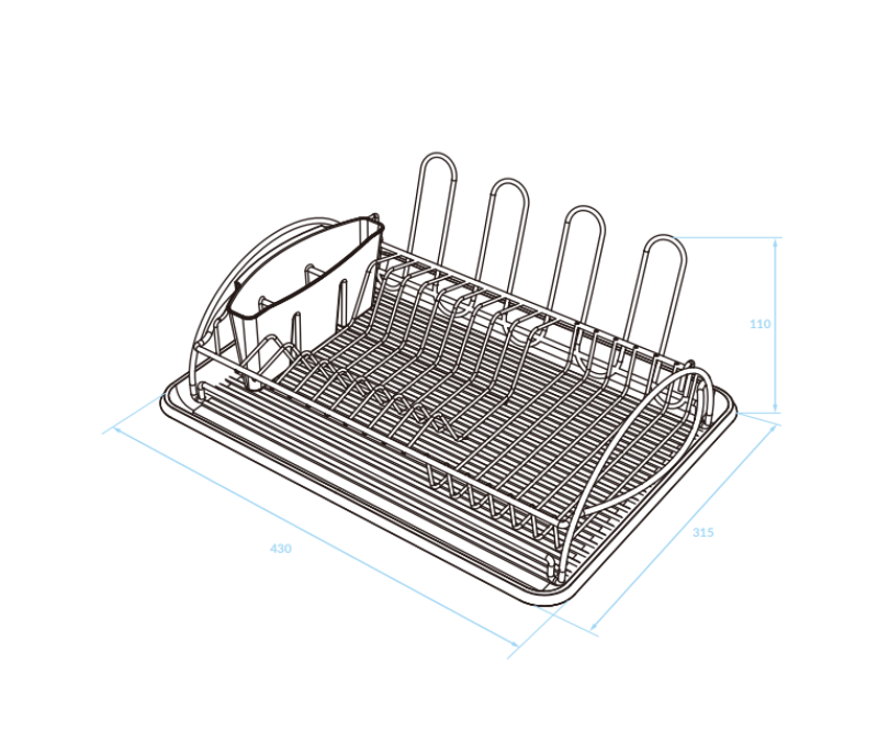 EPKA Dish preto escorredor de louça aço 43x110x31.5cm 1208958243