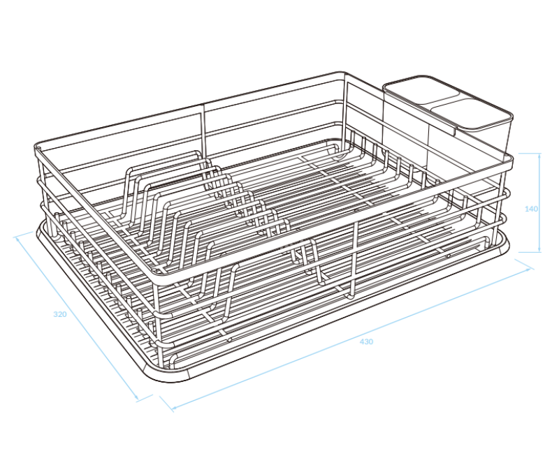 EPKA Dish escorredor de louça preto em aço 43x14x32cm 1208958246