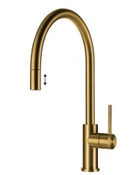 Lorreine Royal Aire torneira de cozinha dourada com bica extensível AIRE-GOLD 1208958479