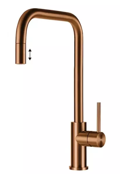 Lorreine Royal Spey Copper PVD torneira de cozinha de aço inoxidável com bica extensível SPEY-COPPER